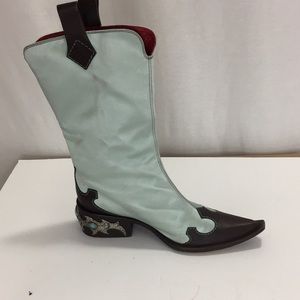 Giuseppe Zanotti Embellished VICINI Satin Cowboy Showgirl Boots Size 38.5